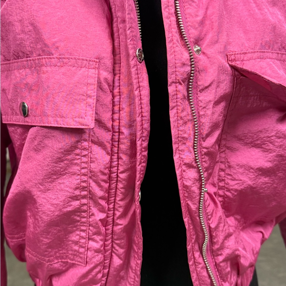 Hot Pink Hooded Cropped Jacket - Picture 2 of 4